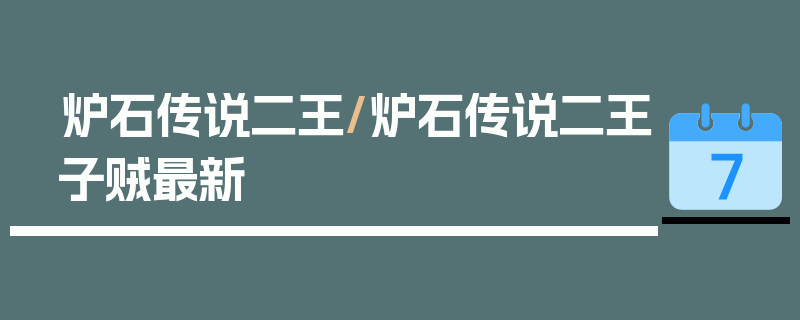 炉石传说二王/炉石传说二王子贼最新