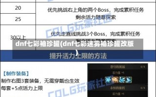 dnf七彩袖珍罐(dnf七彩迷雾袖珍罐改版)