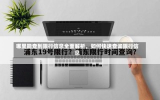 哪里能查到限行信息全面解析，如何快速查询限行信息