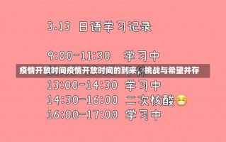 疫情开放时间疫情开放时间的到来，挑战与希望并存