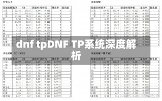 dnf tpDNF TP系统深度解析