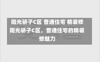 阳光骄子C区 普通住宅 精装修阳光骄子C区，普通住宅的精装修魅力