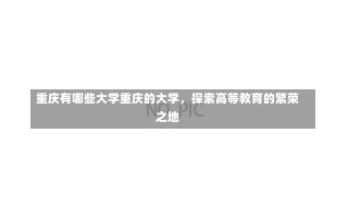 重庆有哪些大学重庆的大学，探索高等教育的繁荣之地