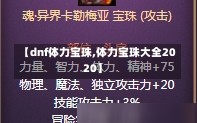 【dnf体力宝珠,体力宝珠大全2020】