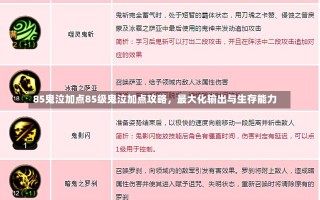 85鬼泣加点85级鬼泣加点攻略，最大化输出与生存能力